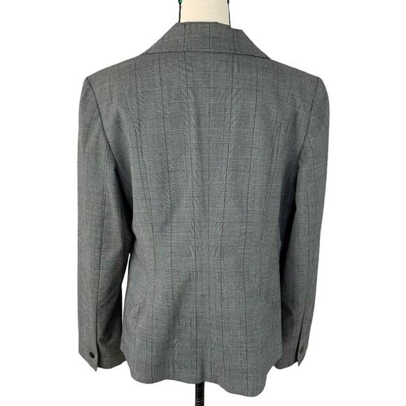 Oscar by Oscar de la Renta Jacket Women 14 Left Side Floral Gray Plaid 1 Button - Picture 5 of 9